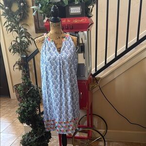 THML Blue and White Halter Sundress